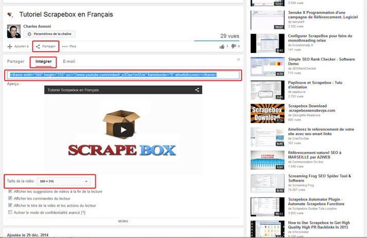 Exemple sur youtube